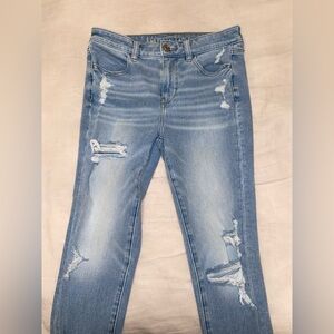 Distressed Light Wash High Waist Jeans from American Eagle